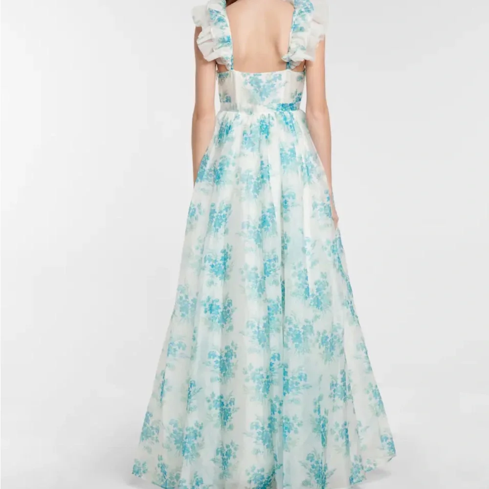 NWT Loveshackfancy Blue Macron Floral tulle maxi Gown - Picture 3 of 16